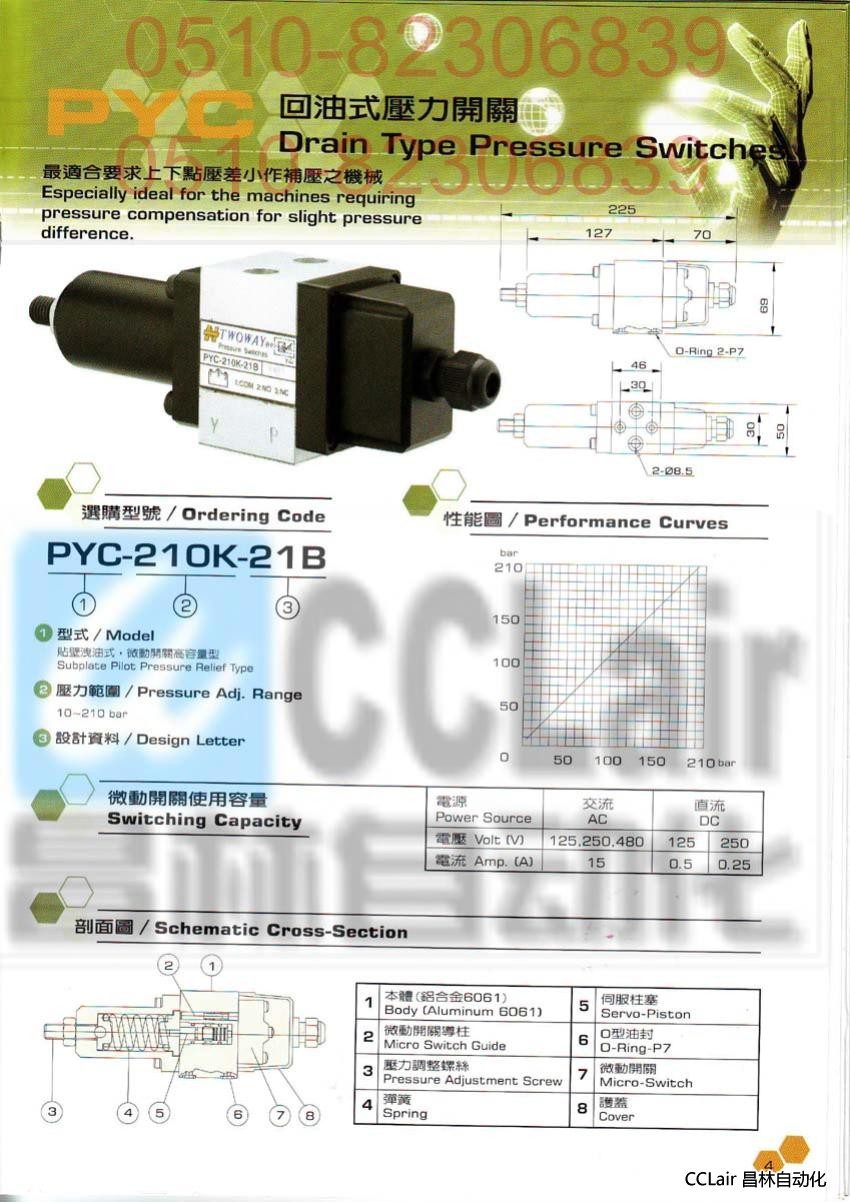 PYC-210K-06I   PYC-210K-21B  回油式壓力開關 TWOWAY